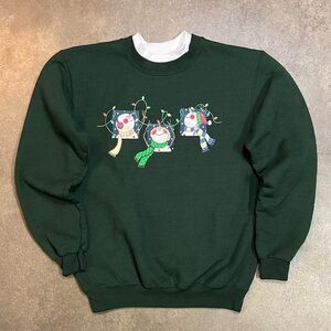 Vintage Ugly Christmas Sweatshirt Snowmen Holiday Cozy Winter Crewneck